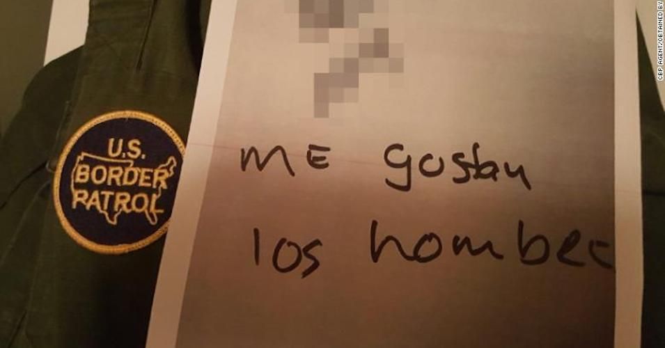 This CNN-obtained picture from CBP shows the humiliating sign agents forced a Honduran man to wear. It reads "Me gustan los hombre," or, "I like men." 