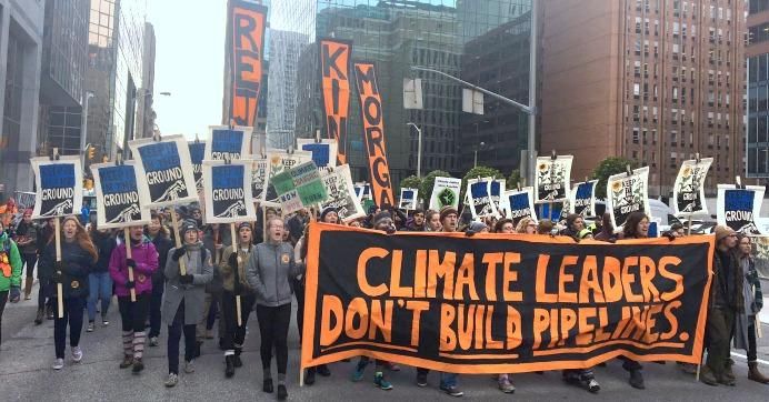 Students march for climate action in Ottawa, Ontario.