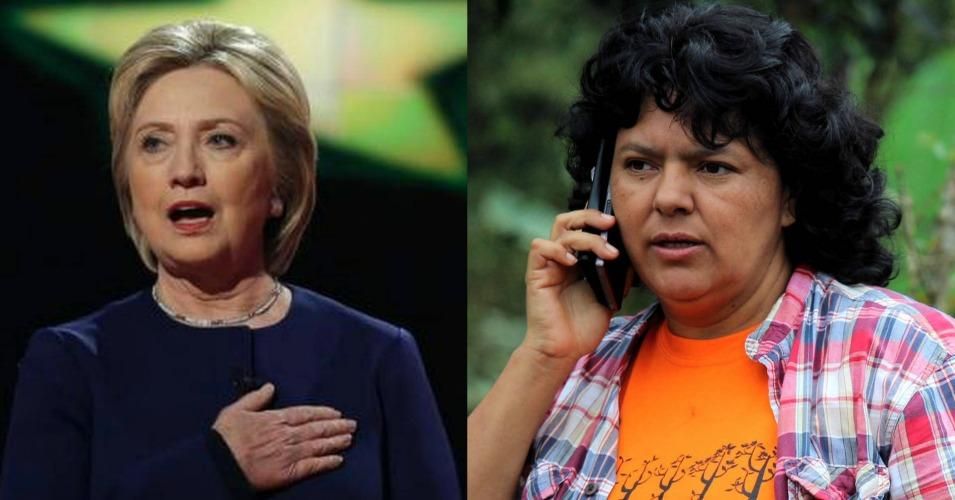 Before her assassination, Honduran Indigenous leader Berta Cáceres criticized U.S. presidential hopeful Hillary Clinton as an example of international "meddling." (Photo via Democracy Now!)