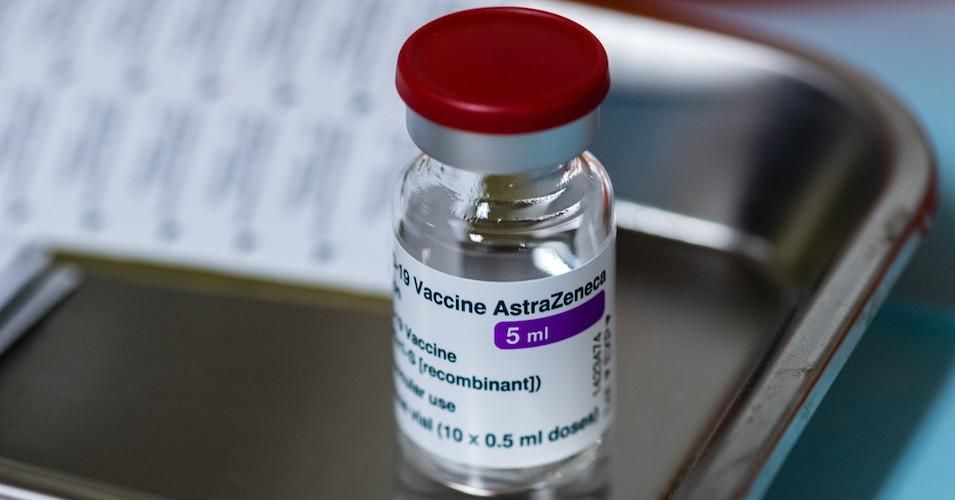 A vial of AstraZeneca Covid-19 vaccine in Saxony during the coronavirus pandemic on March 15, 2021 in Dippoldiswalde, Germany. (Photo: Jens Schlueter/Getty Images)