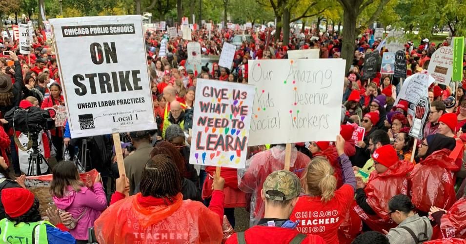 striking teachers in Chicago