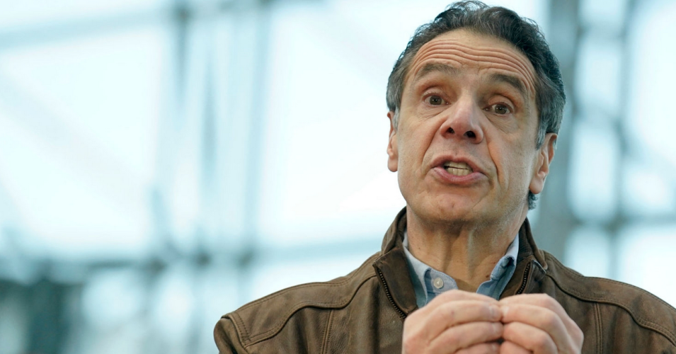 New York Governor Andrew Cuomo speaks to people at a vaccination site on March 8, 2021, in New York. (Photo: Seth Wenig / Pool /AFP via Getty Images)