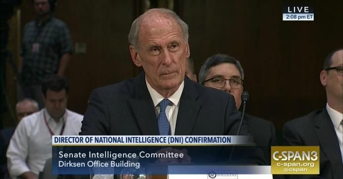Director of National Intelligence Dan Coats testified before the Senate Intelligence Committee on Tuesday. (Screenshot: CSPAN)