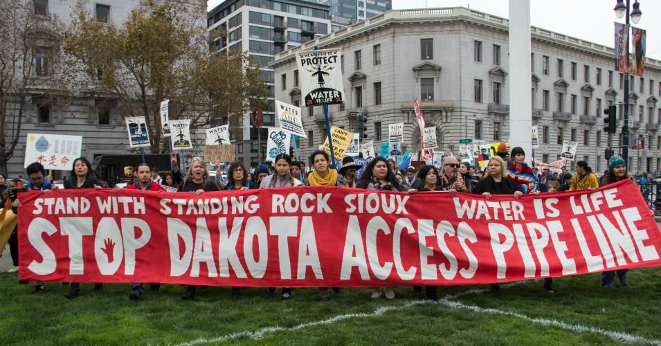 Thousands gathered at the San Francisco Civic Center in solidarity with the Standing Rock Sioux against the Dakota Access Pipeline on Nov. 15, 2016. 