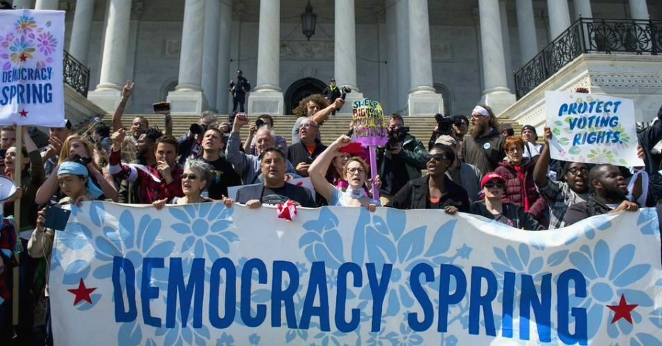 "We want a government that is of, by, and for the people—not the one percent," said Democracy Spring campaign director Kai Newkirk. "And we stood up and sent a message that we are going to win that, one way or another." (Photo: Sarah Mimms/ Vice News)