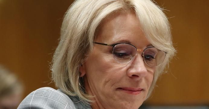 Education Secretary Betsy DeVos testifies during a Senate Appropriations Subcommittee hearing on Capitol Hill, June 5, 2018 in Washington, DC. 