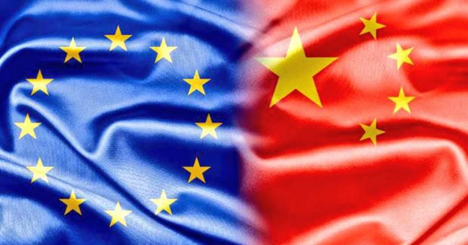 European Union and Chinese flags