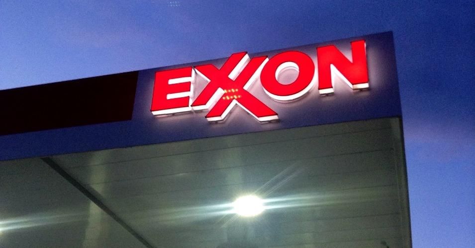 An Exxon gas station sign