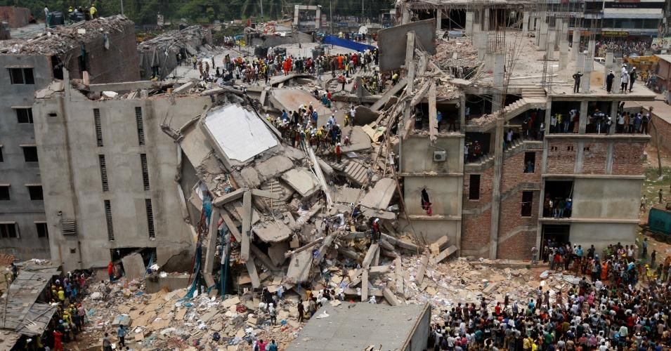 The collapsed Rana Plaza building near Dhaka, Bangladesh, in 2013. (Photo: Abir Abdullah/European Pressphoto Agency)