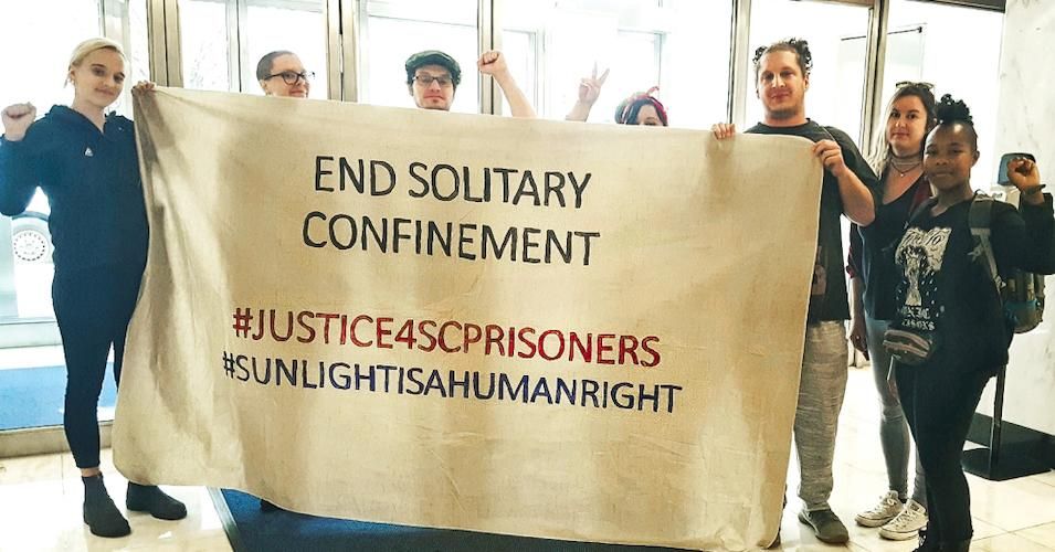 Organizers in Washington D.C. with D.C. Abolition Coalition and the D.C. Incarcerated Workers Organizing Committee deliver the demands of South Carolina Prisoners to the local United Nations Office. 