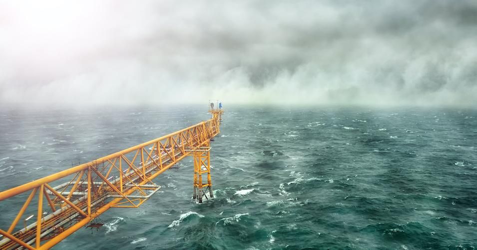 A gas platform for flaring of gas at offshore during bad weather.