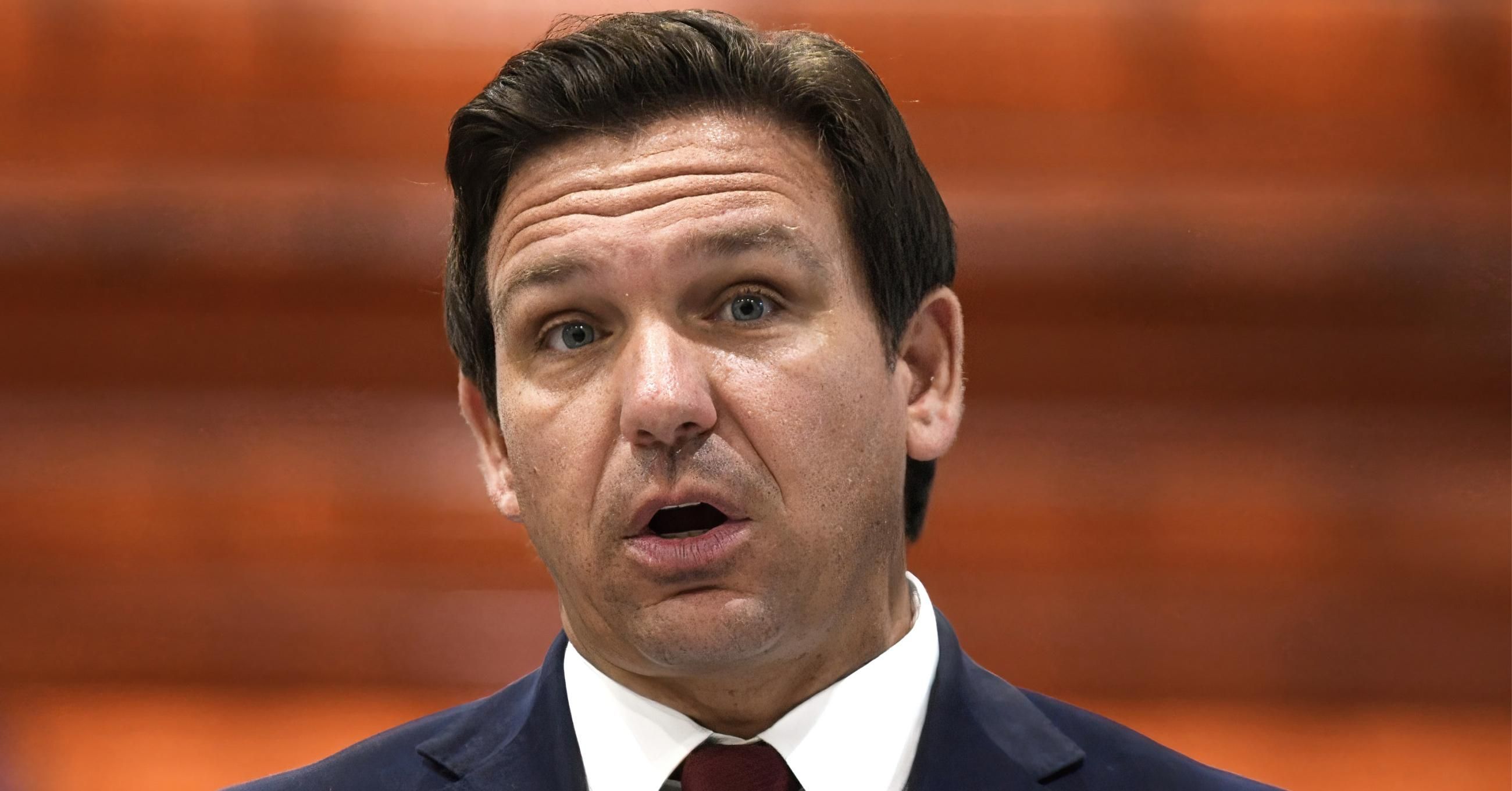 Florida Gov. Ron DeSantis, a Republican, speaks at a press conference at LifeScience Logistics in Lakeland on May 28, 2021.
