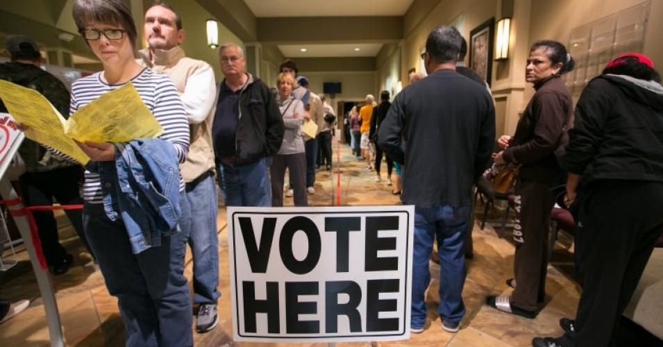 Voters line-up to cast their ballots at a polling station set up at Noonday Baptist Church for the mid-term elections on November 6, 2018 in Marietta, Georgia. (Photo: Jessica McGowan/Getty Images)