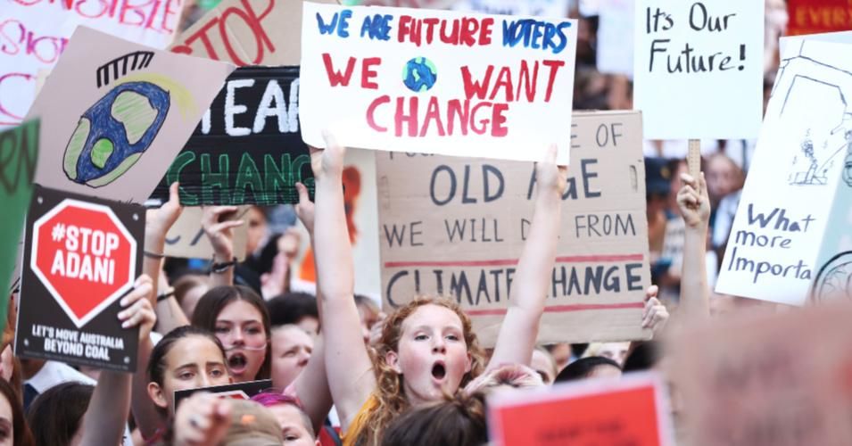 Students gather to demand the government take action on climate change at Martin Place on Nov. 30, 2018 in Sydney, Australia.