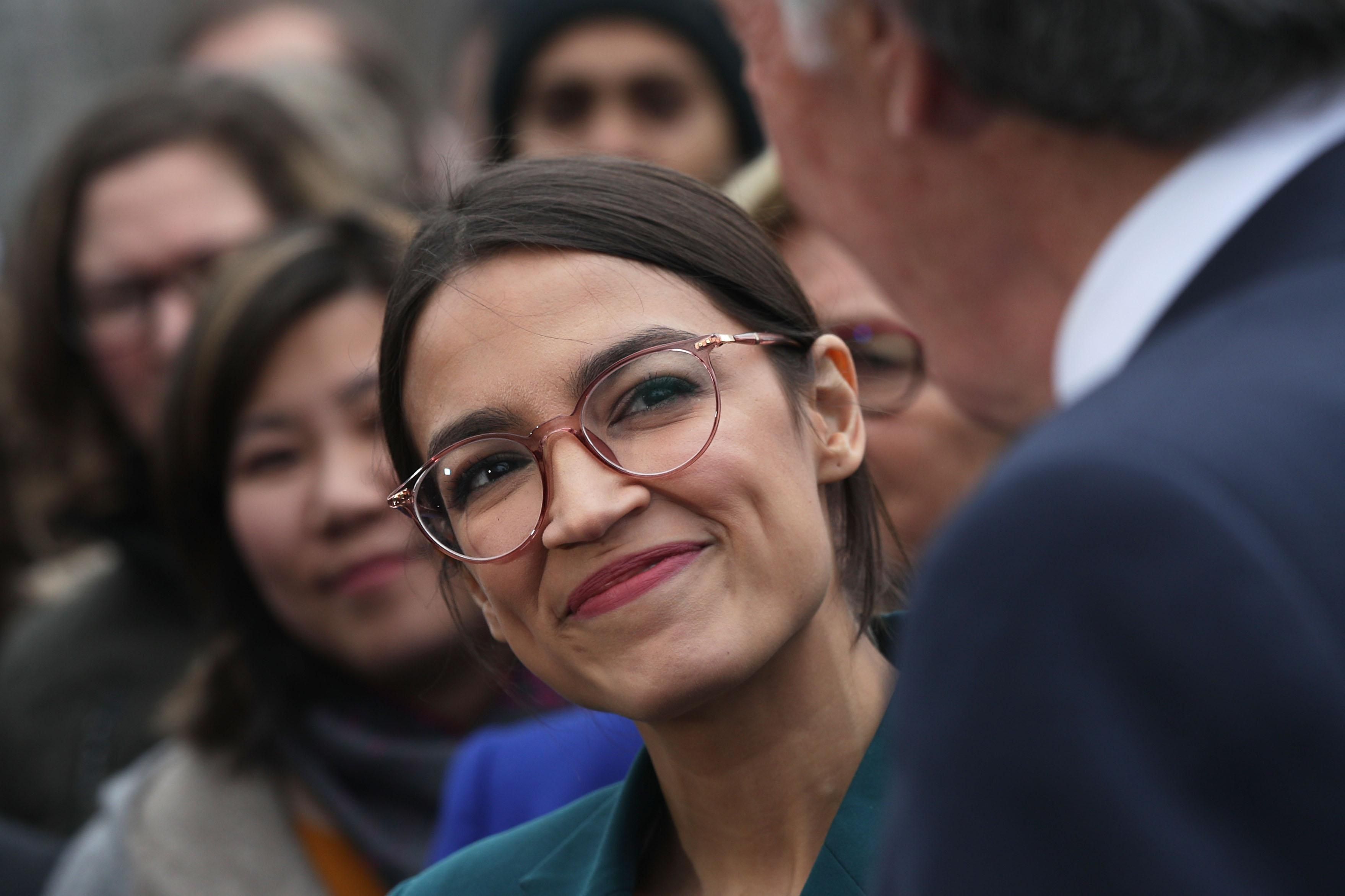 U.S. Rep. Alexandria Ocasio-Cortez (D-NY) during a news conference in front of the U.S. Capitol February 7, 2019 in Washington, DC. Sen. Markey and Rep. Ocasio-Cortez held a news conference to unveil their Green New Deal resolution. (Photo: Alex Wong/Getty Images)