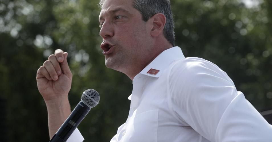 Rep. Tim Ryan (D-Ohio), then a presidential primary candidate, delivered a campaign speech at the Iowa State Fair on August 10, 2019. (Photo: Alex Wong/Getty Images)