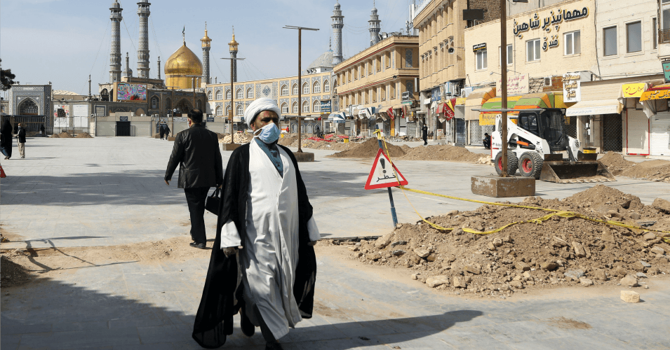 People wear face masks as a precaution against the coronavirus (COVID-19) outbreak after deaths and new confirmed cases revealed in Qom, Iran on March 17, 2020. 