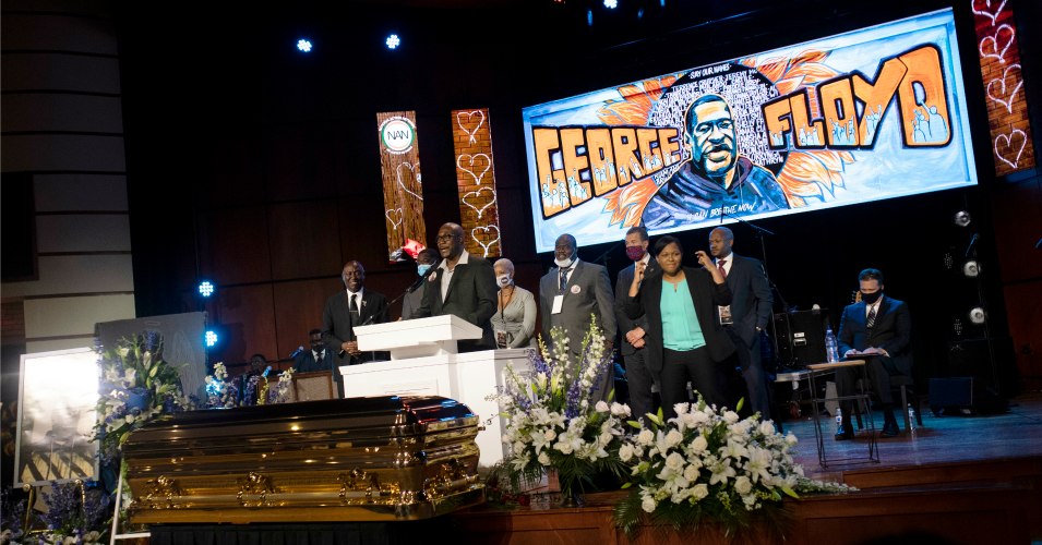 Members of George Floyd's family speak during a memorial service at North Central University on June 4, 2020 in Minneapolis, Minnesota. Memorial services will also be held in North Carolina and Texas. 