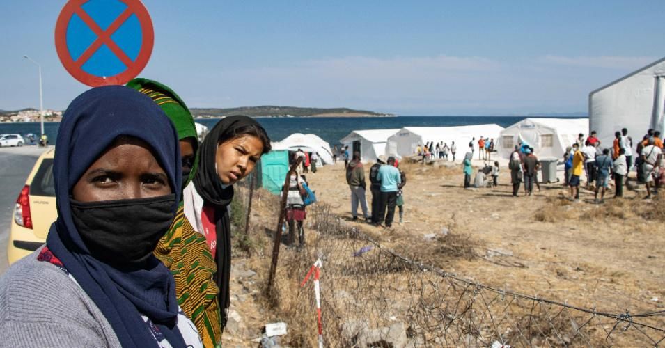 A refugee camp near Mytilene, Greece on September 20, 2020.