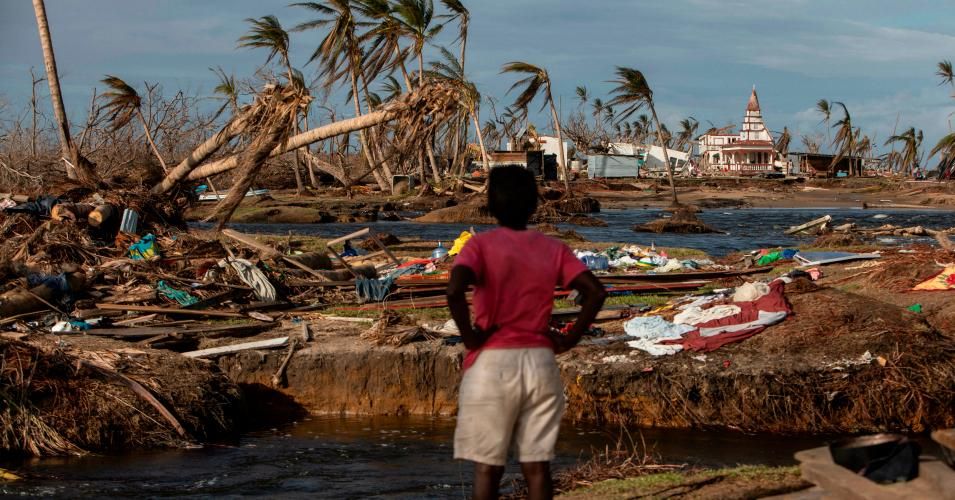 A woman looks at the destruction in Haulover in the Northern Caribbean Autonomous Region, Nicaragua, on November 28, 2020, days after the passage of Hurricane Iota. (Photo: Inti Ocon/AFP via Getty Images)