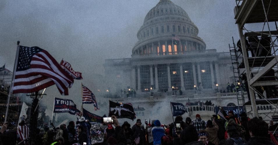 Security forces respond with tear gas after President Donald Trump's supporters breached the U.S. Capitol, storming the building as lawmakers were set to sign off on President-elect Joe Biden's electoral victory. (Photo: Probal Rashid/LightRocket via Getty Images)