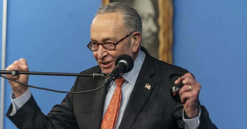 Incoming Senate Majority Leader Chuck Schumer (D-N.Y.) speaks during Martin Luther King Day celebration at National Action Network headquarters in New York on January 18, 2021. (Photo: Lev Radin/Anadolu Agency via Getty Images)