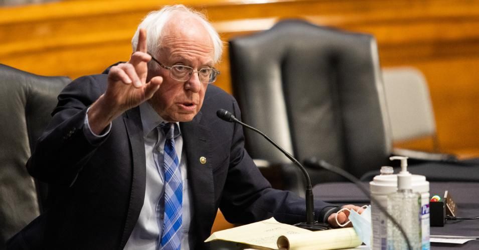 Sen. Bernie Sanders (I-Vt.) speaks during a Senate Committee on Energy and Natural Resources hearing on Capitol Hill on January 27, 2021 in Washington, D.C.