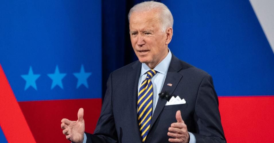 President Joe Biden participates in a CNN town hall at the Pabst Theater in Milwaukee, Wisconsin on February 16, 2021.