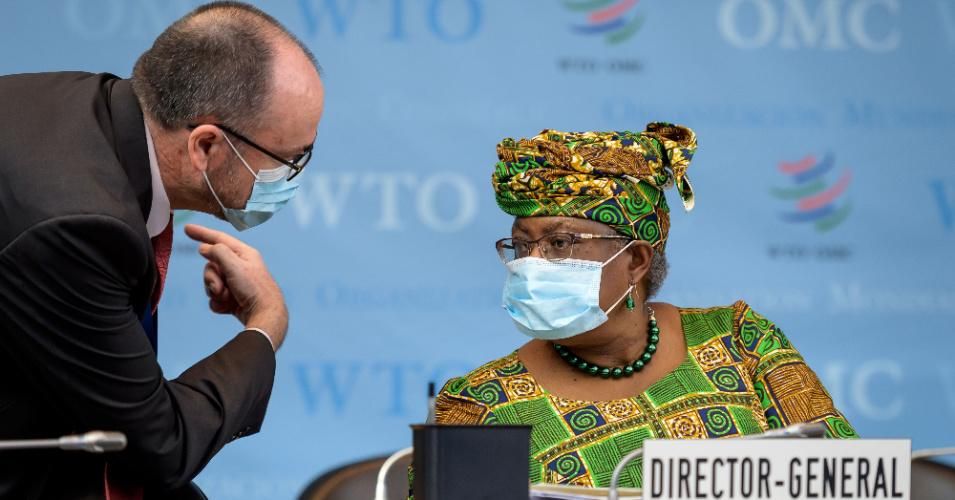 Ngozi Okonjo-Iweala, director-general of the World Trade Organization, attends a session of the WTO General Council in Geneva on March 1, 2021.