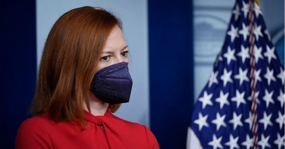 White House Press Secretary Jen Psaki looks on during the daily press briefing at the White House on March 18, 2021 in Washington, D.C.