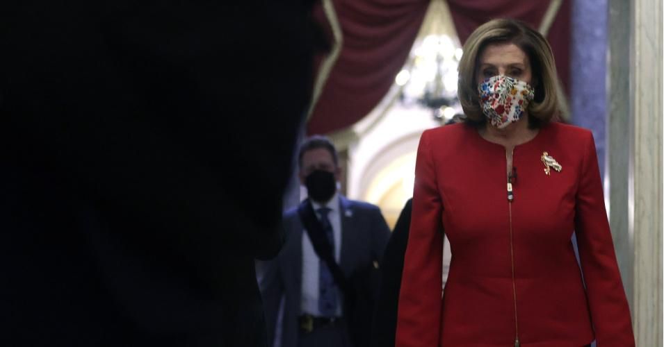 House Speaker Rep. Nancy Pelosi (D-Calif.) walks in a hallway at the U.S. Capitol January 8, 2021 in Washington, D.C.