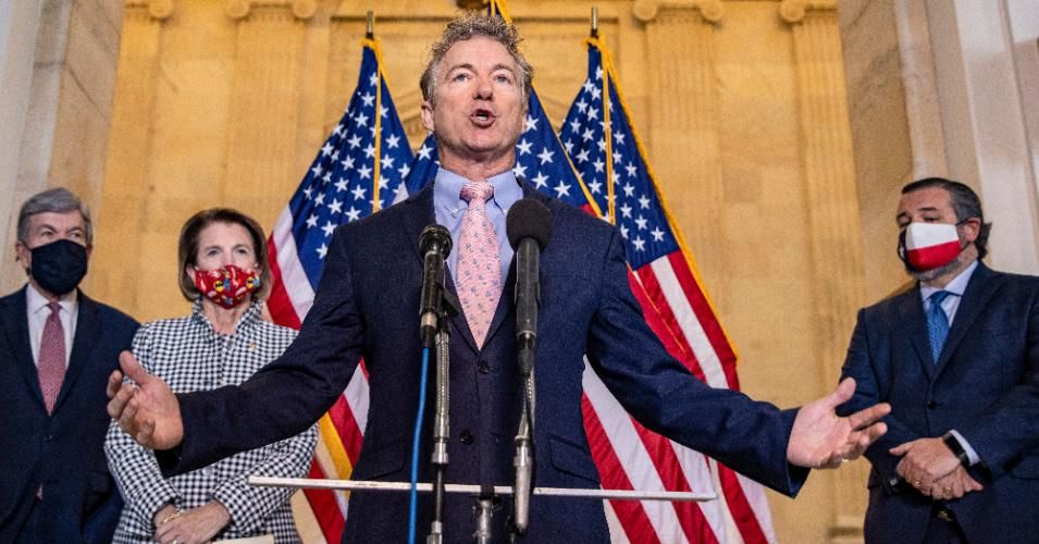 Sen. Rand Paul (R-Ky.) speaks at a press conference on school reopening during Covid-19 at U.S. Capitol on March 4, 2021 in Washington, D.C. 