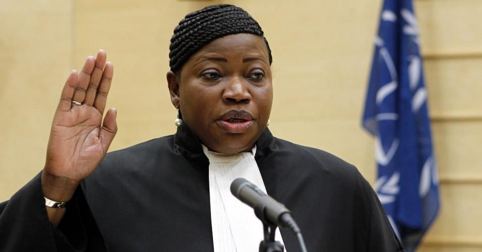 Gambian war crimes lawyer Fatou Bensouda takes the oath during a swearing-in ceremony as the International Criminal Court's chief prosecutor in The Hague, on June 15, 2012. (Photo: Bas Czerwinskini/ANP/AFP via Getty Images)