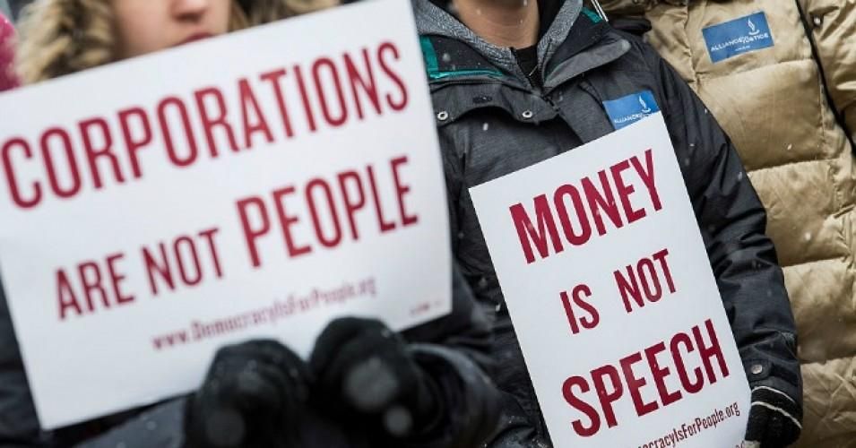 Rep. Pramila Jayapal (D-Wash.) and dozens of House Democrats introduced the We the People Amendment—which would reverse the Supreme Court's Citizens United ruling and end corporate personhood—on April 6, 2021. (Photo: Drew Angerer/Getty Images)