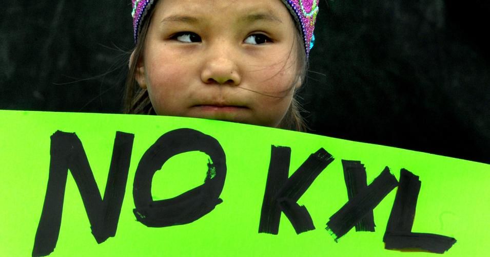 Shawnee Rae (age 8) was with a group of Native American activists from the Sisseton-Wahpeton tribe who protested the Keystone XL pipeline project in Watertown, South Dakota.