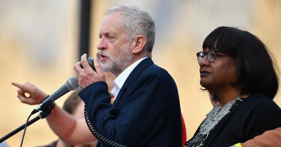 Labour leader Jeremy Corbyn is joined by Shadow Health Secretary Diane Abbott