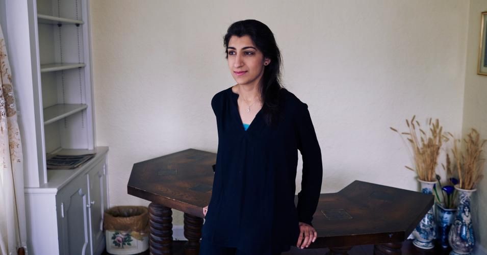 Antitrust expert Lina Khan at her home in Larchmont, New York on July 7, 2017.