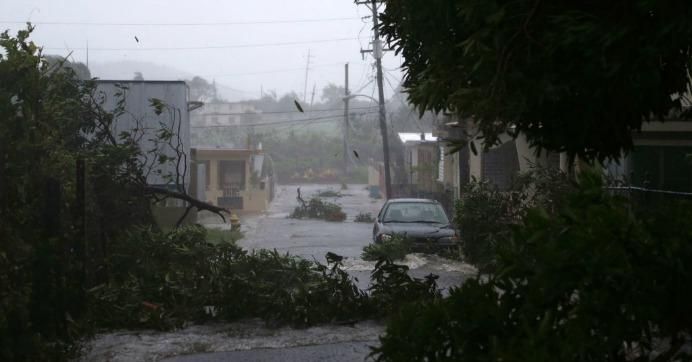 A street is flooded during the passing of Hurricane Irma on September 6, 2017 in Fajardo, Puerto Rico. The category 5 storm is expected to pass over Puerto Rico and the Virgin Islands today, and make landfall in Florida by the weekend.