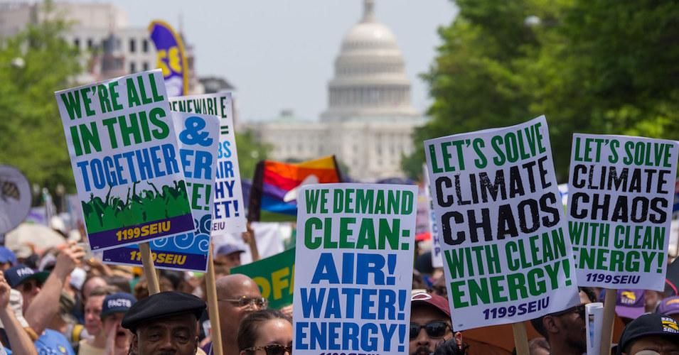 Members of New York's 1199 SEIU at the 2017 DC Climate March on April 29, 2017. 