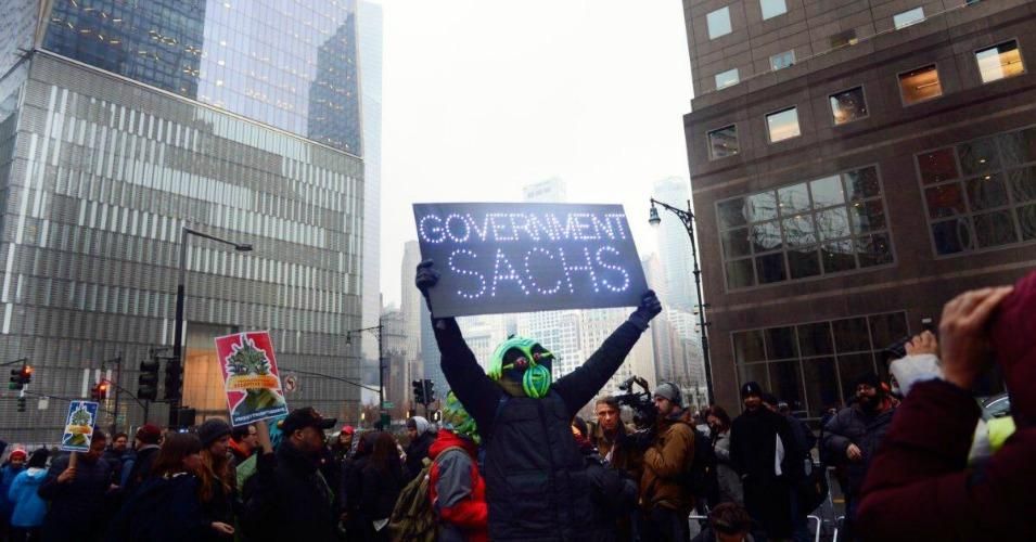 The march to Goldman Sachs headquarters on Tuesday