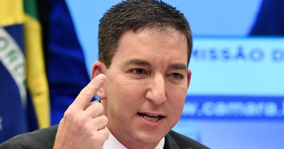 Glenn Greenwald, founder and editor of The Intercept, gestures during a hearing at the Lower House's Human Rights Commission in Brasilia, Brazil, on June 25, 2019.