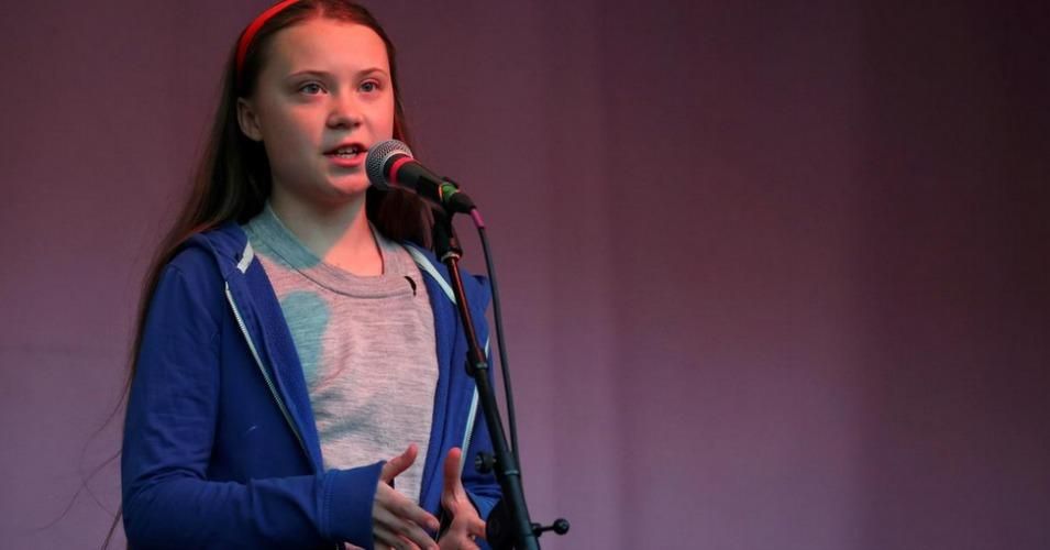 "We are now facing an existential crisis, the climate crisis and ecological crisis which have never been treated as crises before, they have been ignored for decades,"activist Greta Thunberg told thousands in London on Sunday, April 21, 2019. (Photo: @cahulaan/Twitter)" title="&quot;We are now facing an existential crisis, the climate crisis and ecological crisis which have never been treated as crises before, they have been ignored for decades,&quot; activist Greta Thunberg told protesters in London on Sun