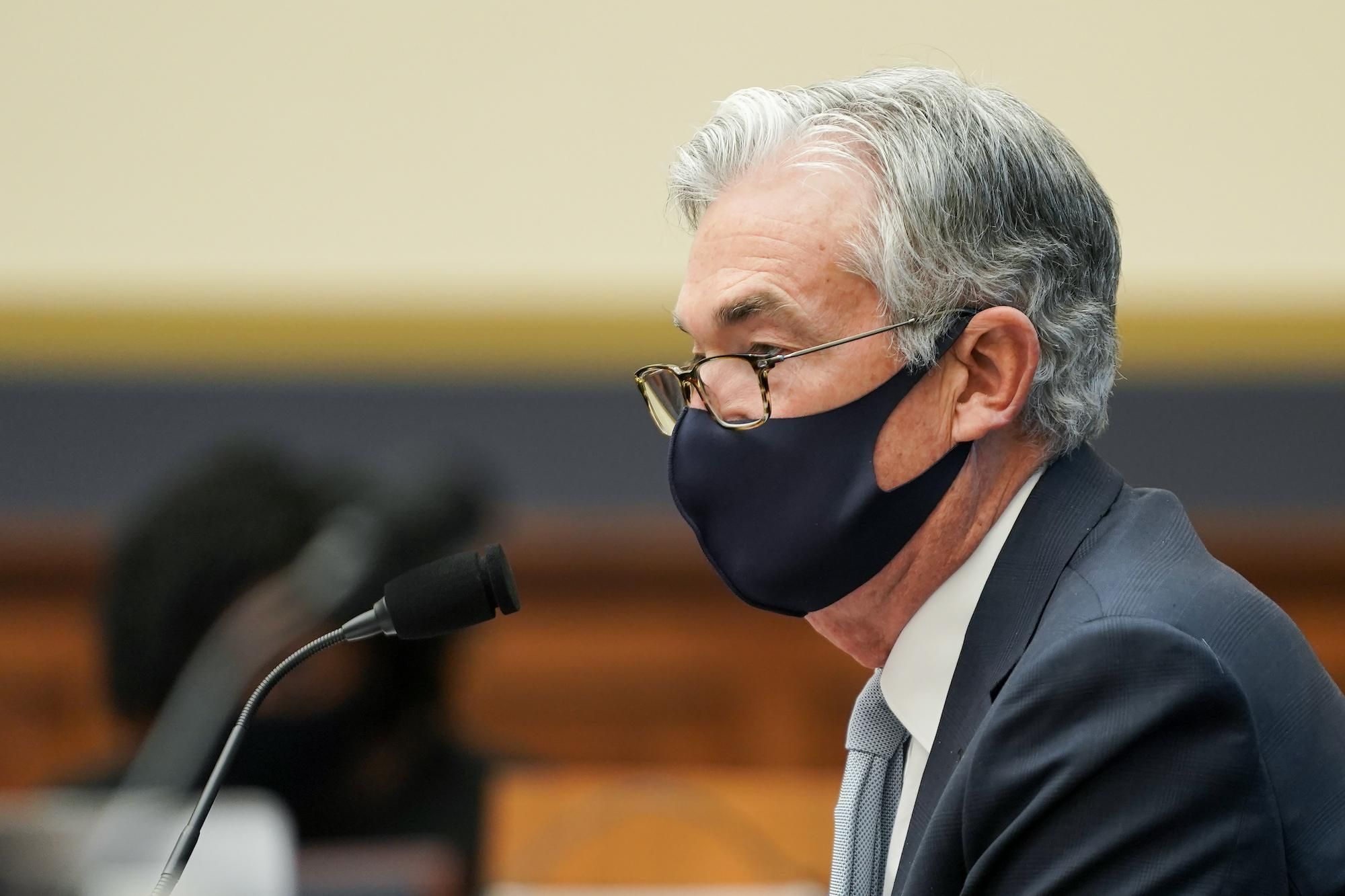 Federal Reserve Chairman Jerome Powell listens to a question during a House Financial Services Committee hearing entitled "Oversight of the Treasury Department's and Federal Reserve's Pandemic Response" in the Rayburn House Office Building in Washington, D.C., on December 2, 2020. 