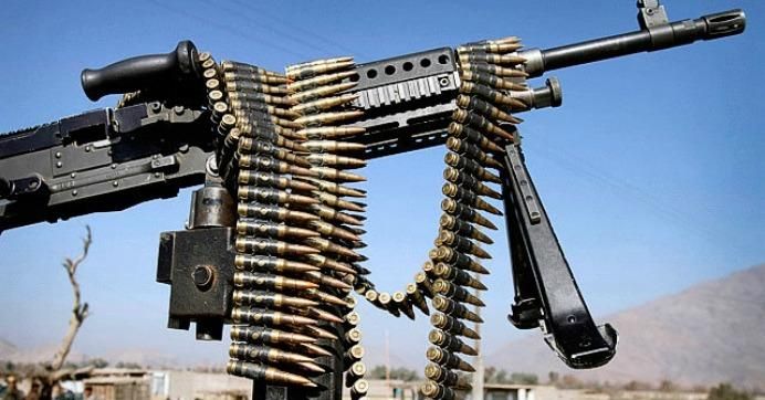 A heavy machine gun atop a U.S. military vehicle in Afghanistan in 2012.