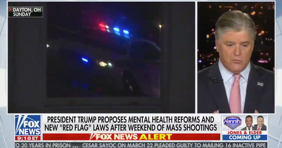 Fox News﻿ host Sean Hannity details his plan to fill schools and shopping malls with armed retired police officers.