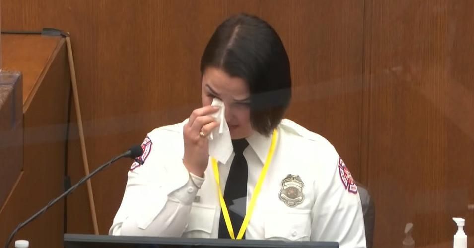 Minneapolis fire fighter Genevieve Hansen, who was off duty when she witnessed and recorded the fatal arrest of George Floyd on May 25, 2020, testified on Tuesday and Wednesday during the murder trial of former MPD officer Derek Chauvin. (Photo: Court TV screen grab) 
