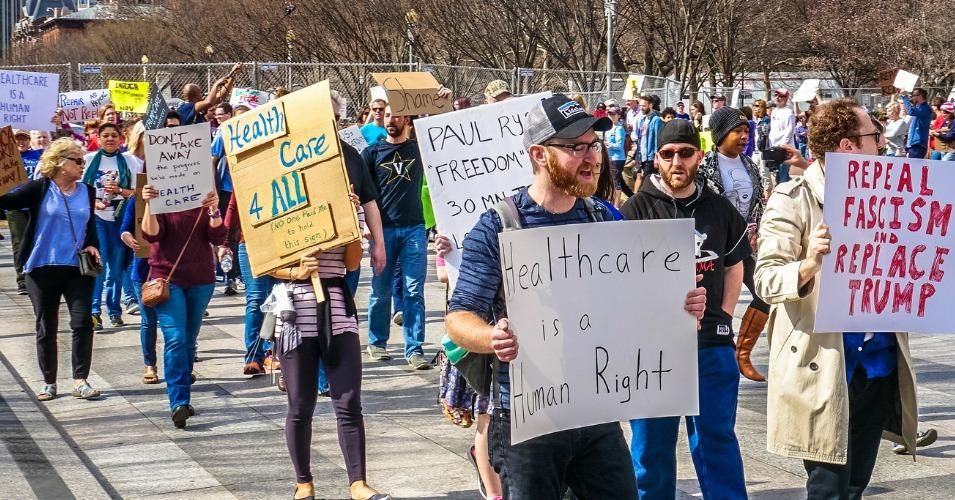 A rally for healthcare in Washington, D.C., in February.