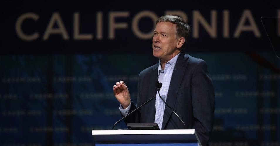 Democratic presidential candidate and former Colorado Gov. John Hickenlooper speaks during the California Democrats 2019 State Convention at the Moscone Center on June 01, 2019 in San Francisco, California.
