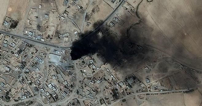 Satellite image of an arson attack in Habash, Iraq on September 17, 2014. (Photo: CNES)