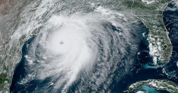 Satellite imagery from NOAA taken August 26, 2020, shows Hurricane Laura in the Gulf of Mexico. 